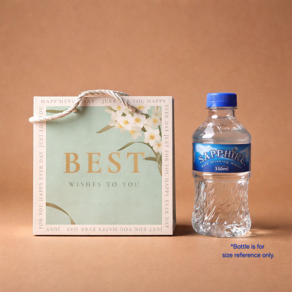 Gift Bag with Handle | Best Wishes To You | Marble & Floral Design