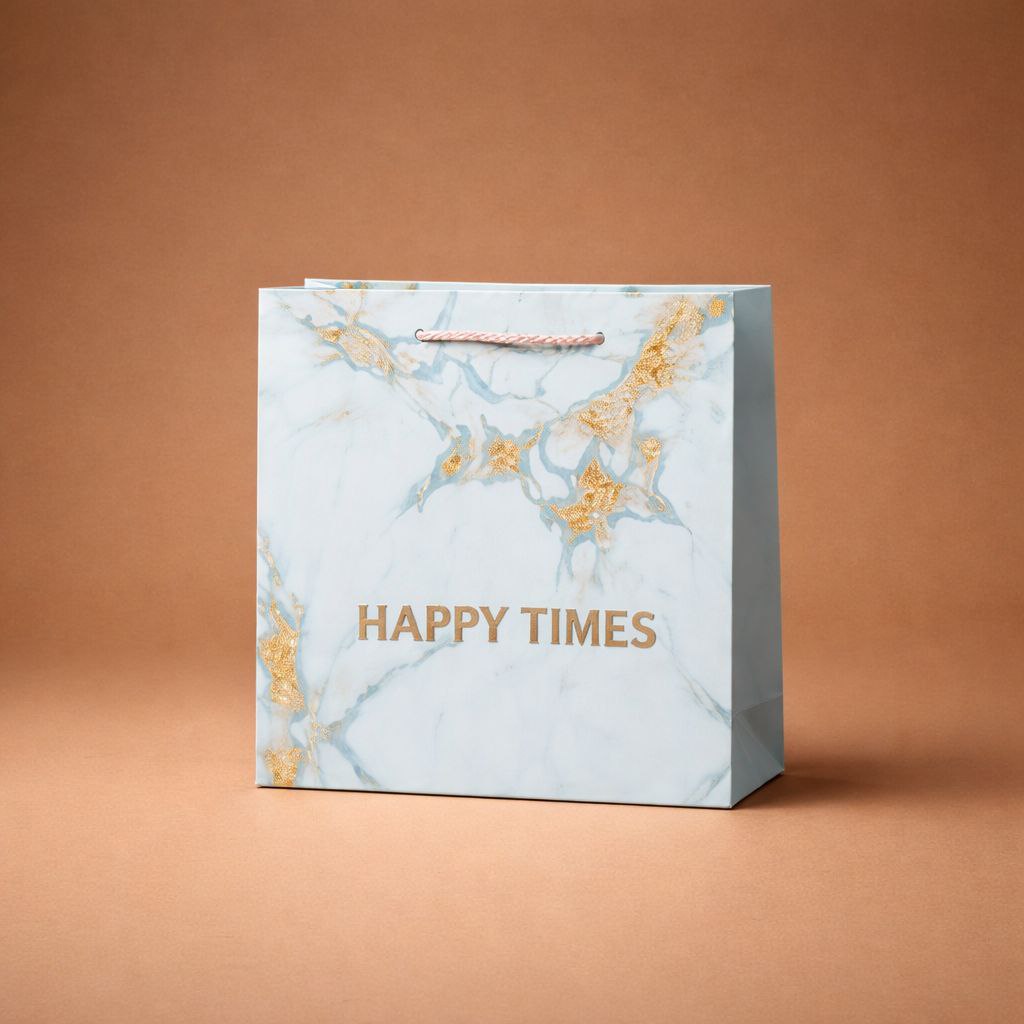 Gift Bag with Handle | Happy Times | Marble & Gold Foil