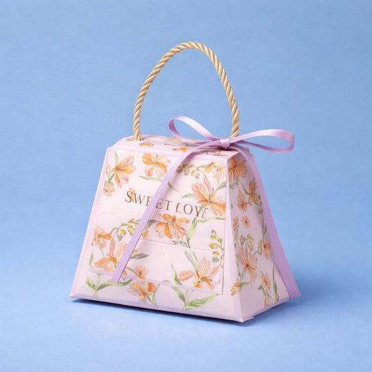 Pyramid Gift Bag with Ribbon | Sweet Love | Floral Design