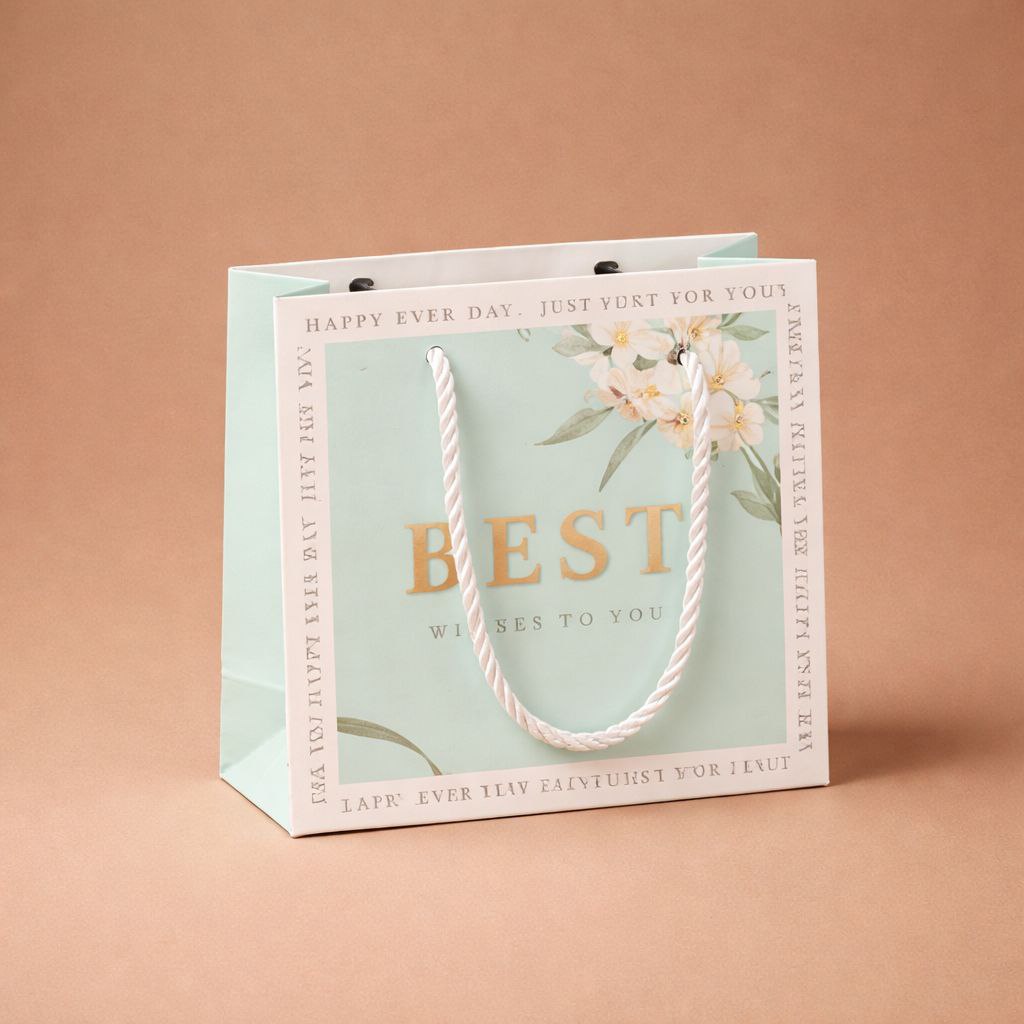Gift Bag with Handle | Best Wishes To You | Marble & Floral Design