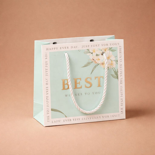 Gift Bag with Handle | Best Wishes To You | Marble & Floral Design