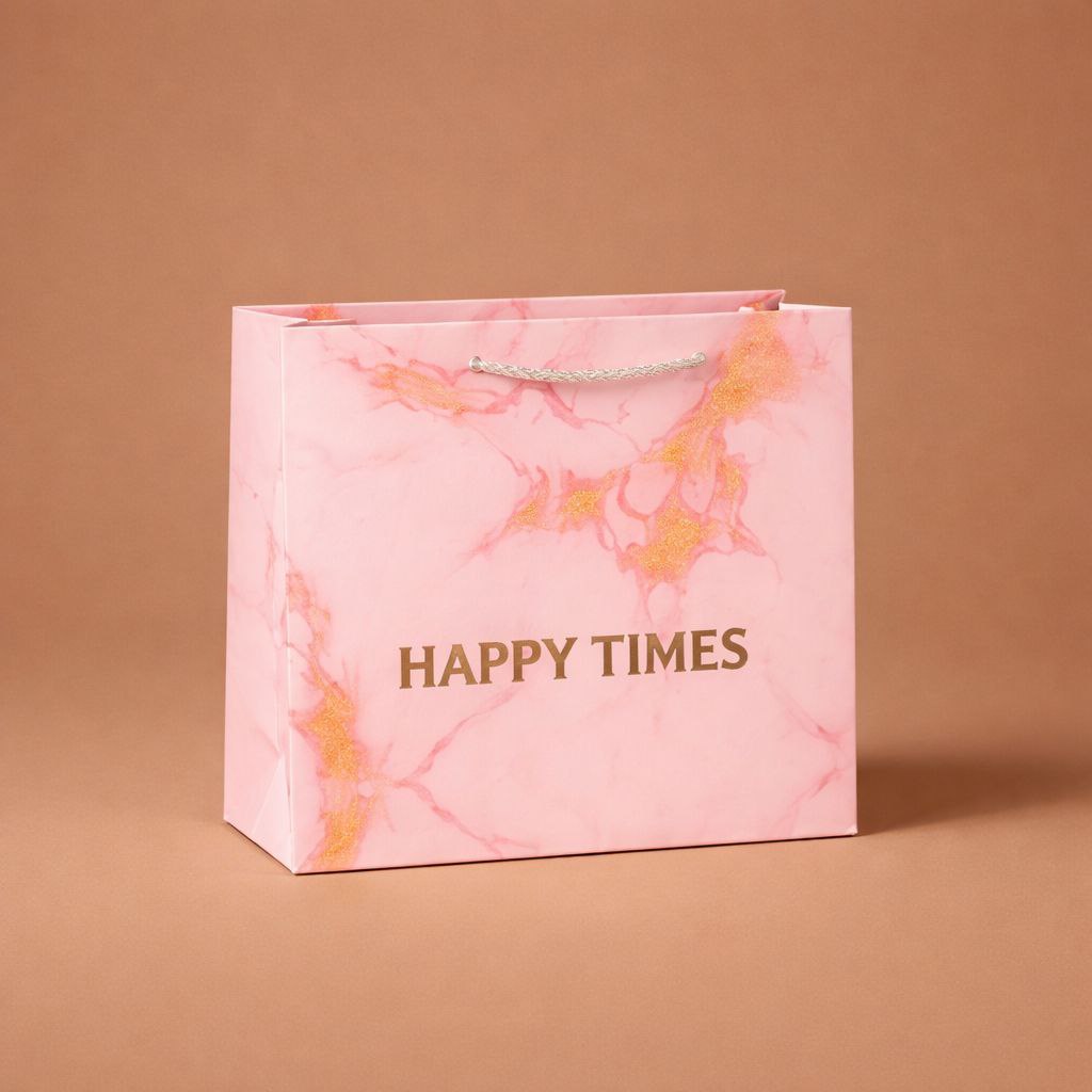 Gift Bag with Handle | Happy Times | Marble & Gold Foil