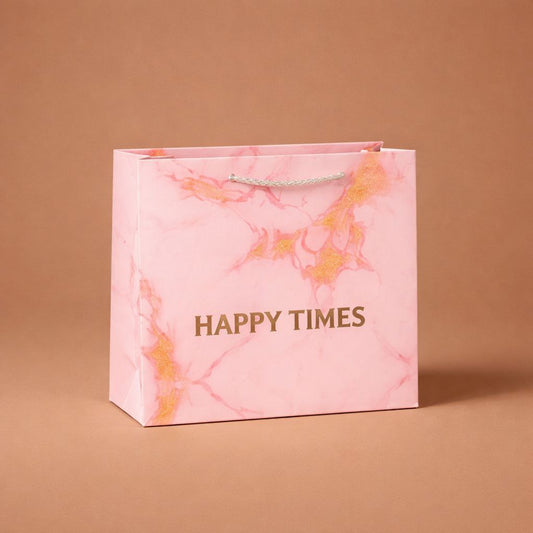 Gift Bag with Handle | Happy Times | Marble & Gold Foil