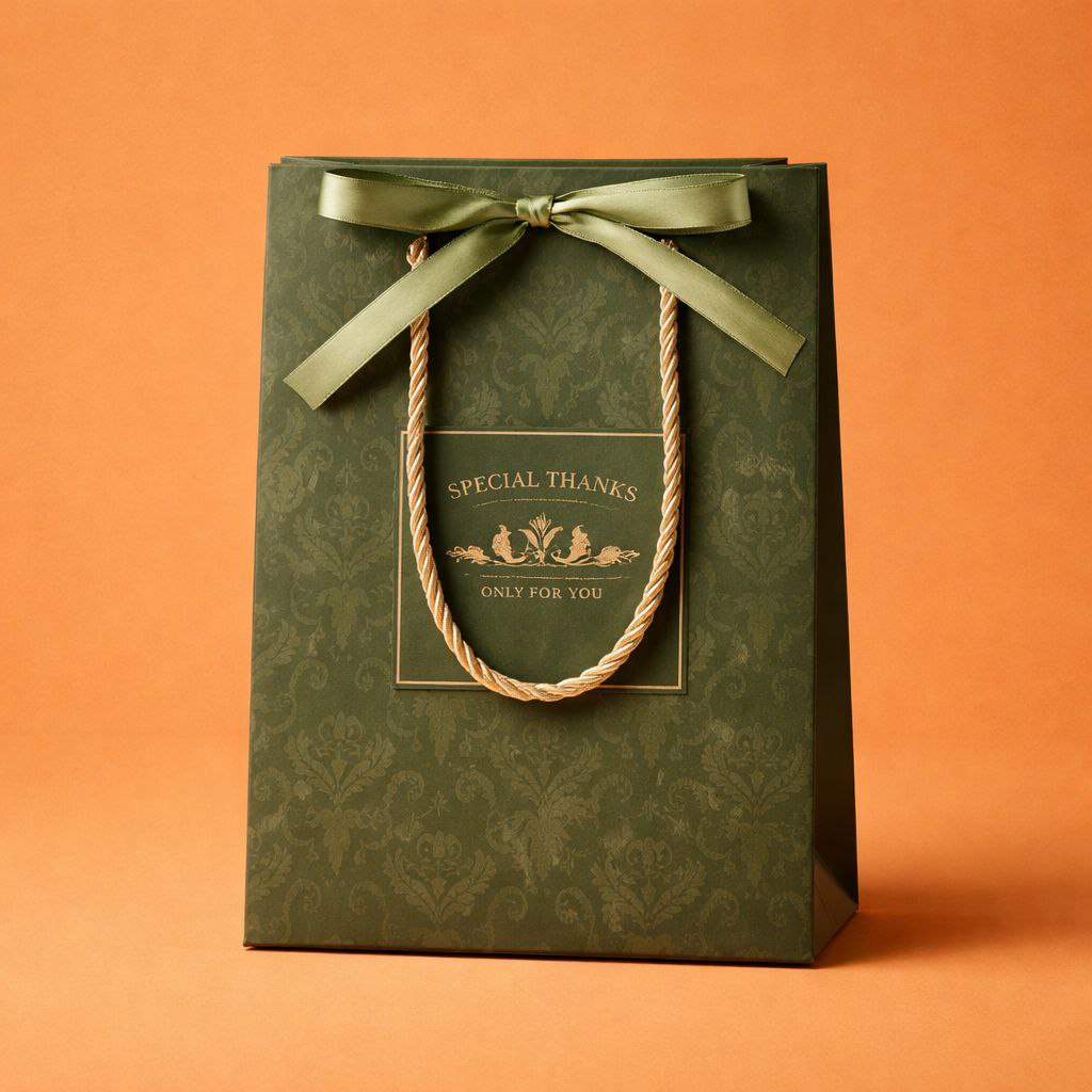 Gift Bag with Satin Bow | Special Thanks | Embossed Damask