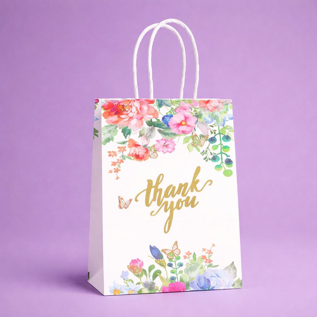 Gift Bag with Handle | Thank You | Watercolor Floral Collection