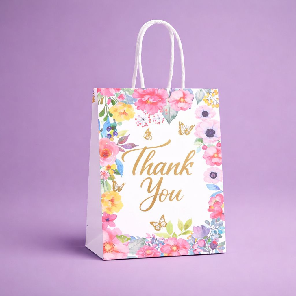 Gift Bag with Handle | Thank You | Watercolor Floral Collection