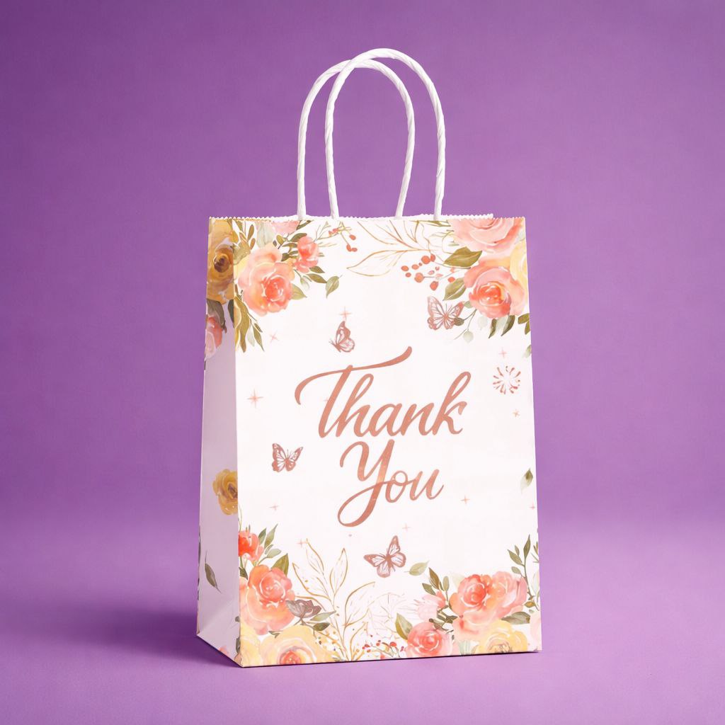 Gift Bag with Handle | Thank You | Watercolor Floral Collection