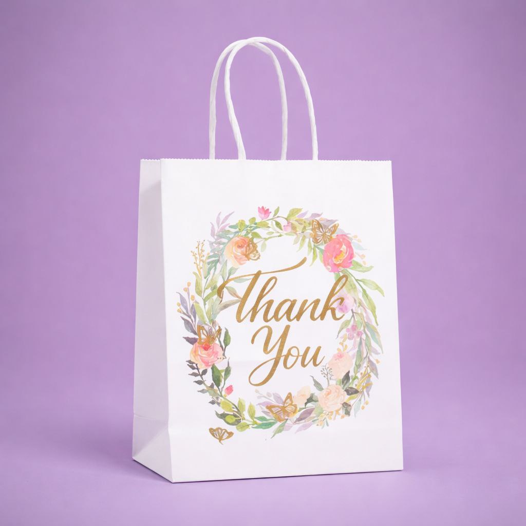 Gift Bag with Handle | Thank You | Watercolor Floral Collection