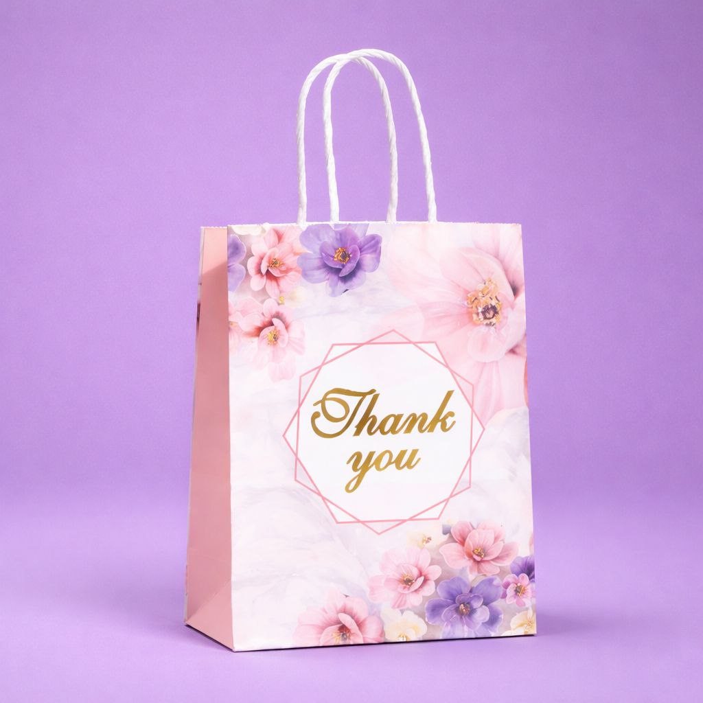 Gift Bag with Handle | Thank You | Watercolor Floral Collection