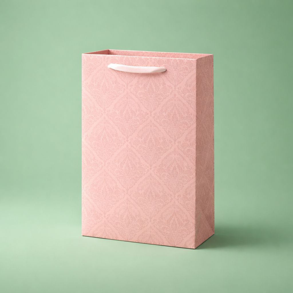 Gift Bag with Handle | Embossed Damask Pattern | Classic Elegance
