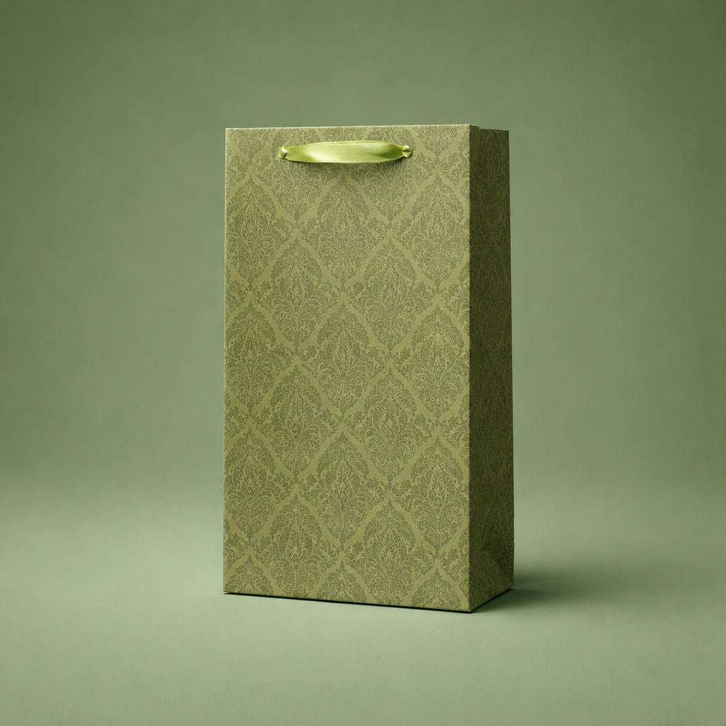Gift Bag with Handle | Embossed Damask Pattern | Classic Elegance