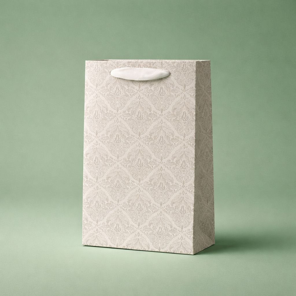 Gift Bag with Handle | Embossed Damask Pattern | Classic Elegance