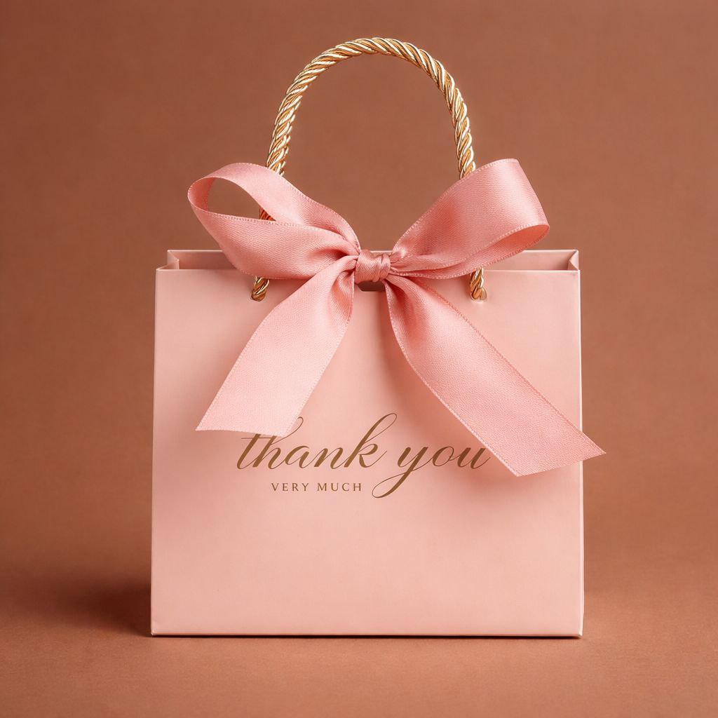 Gift Bag with Satin Bow | Thank You Very Much | Soft Pink