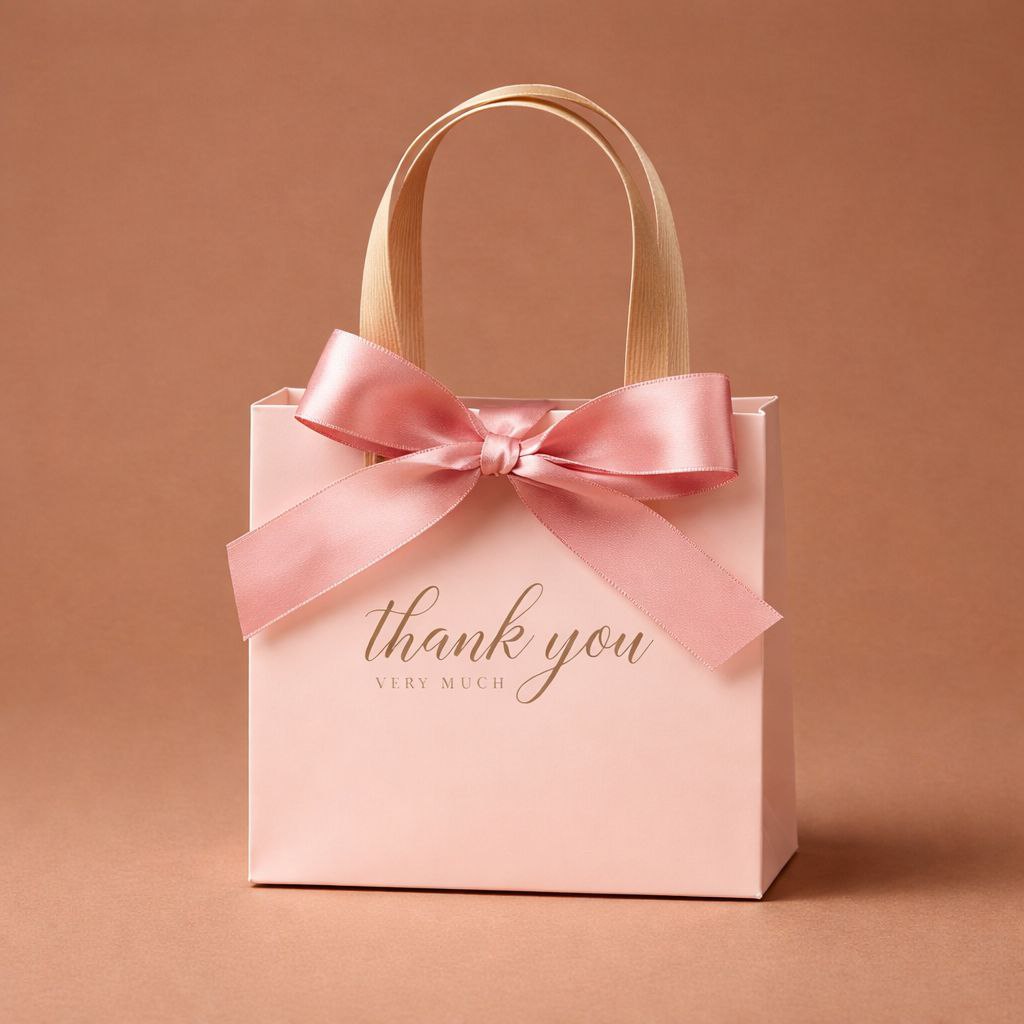 Gift Bag with Satin Bow | Thank You Very Much | Soft Pink