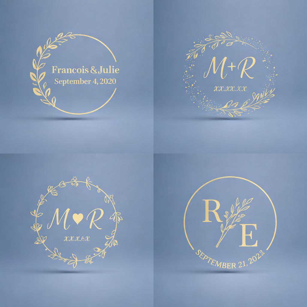 Customizable Sticker | Gold Foil Monogram | Elegant Botanical