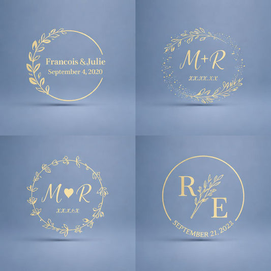 Customizable Sticker | Gold Foil Monogram | Elegant Botanical