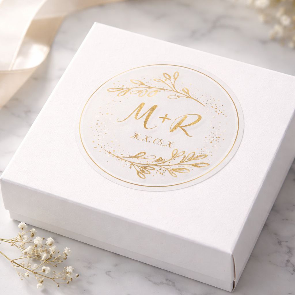 Customizable Sticker | Gold Foil Monogram | Elegant Botanical