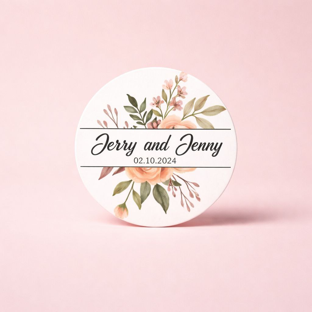 Customizable Floral Wedding Sticker | Romantic Botanical Design