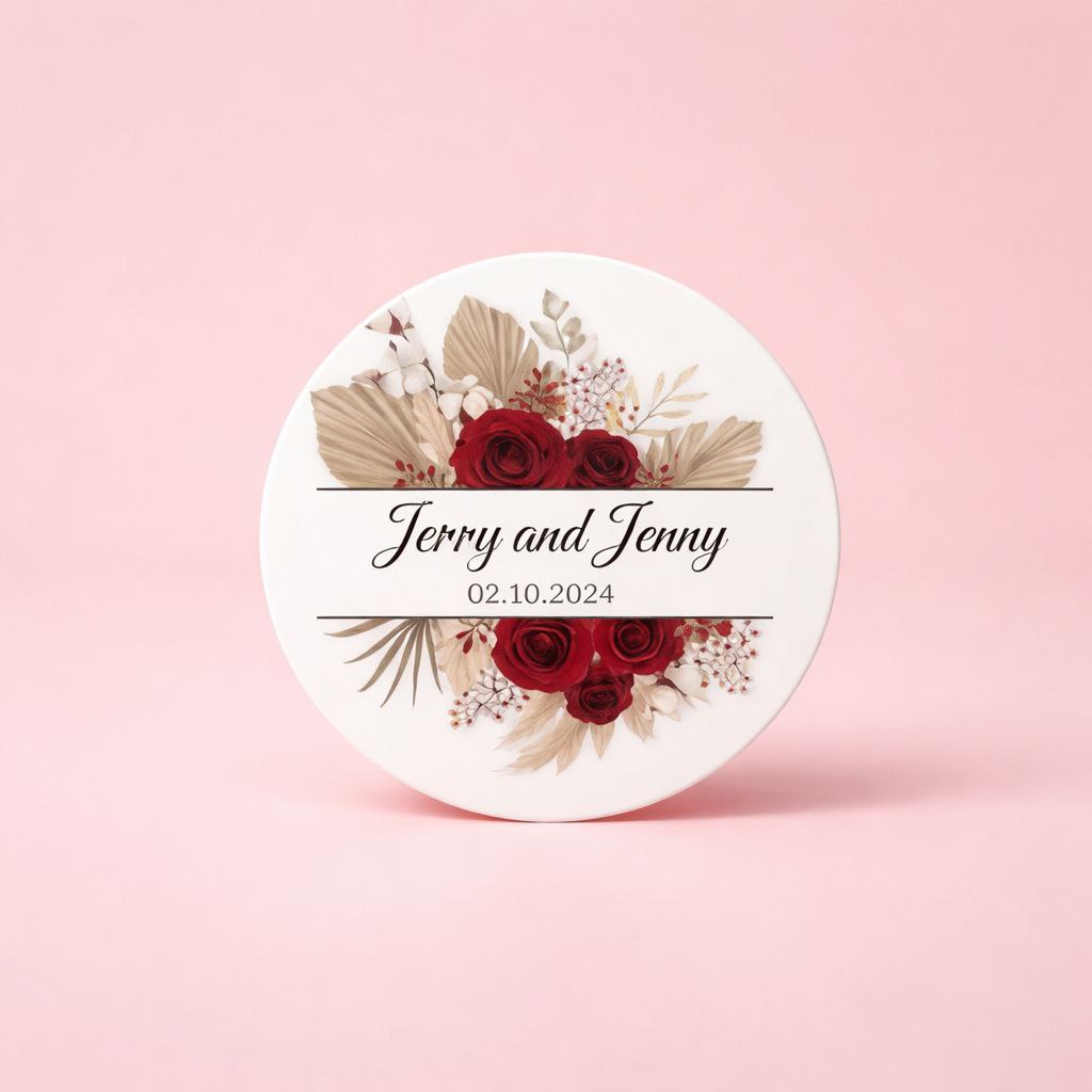 Customizable Floral Wedding Sticker | Romantic Botanical Design