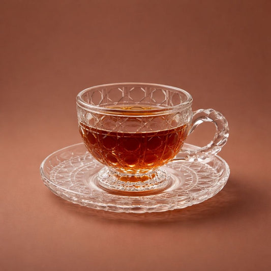 Wedding Door Gift | Crystal-Cut Glass Tea Cup & Saucer Gift Set