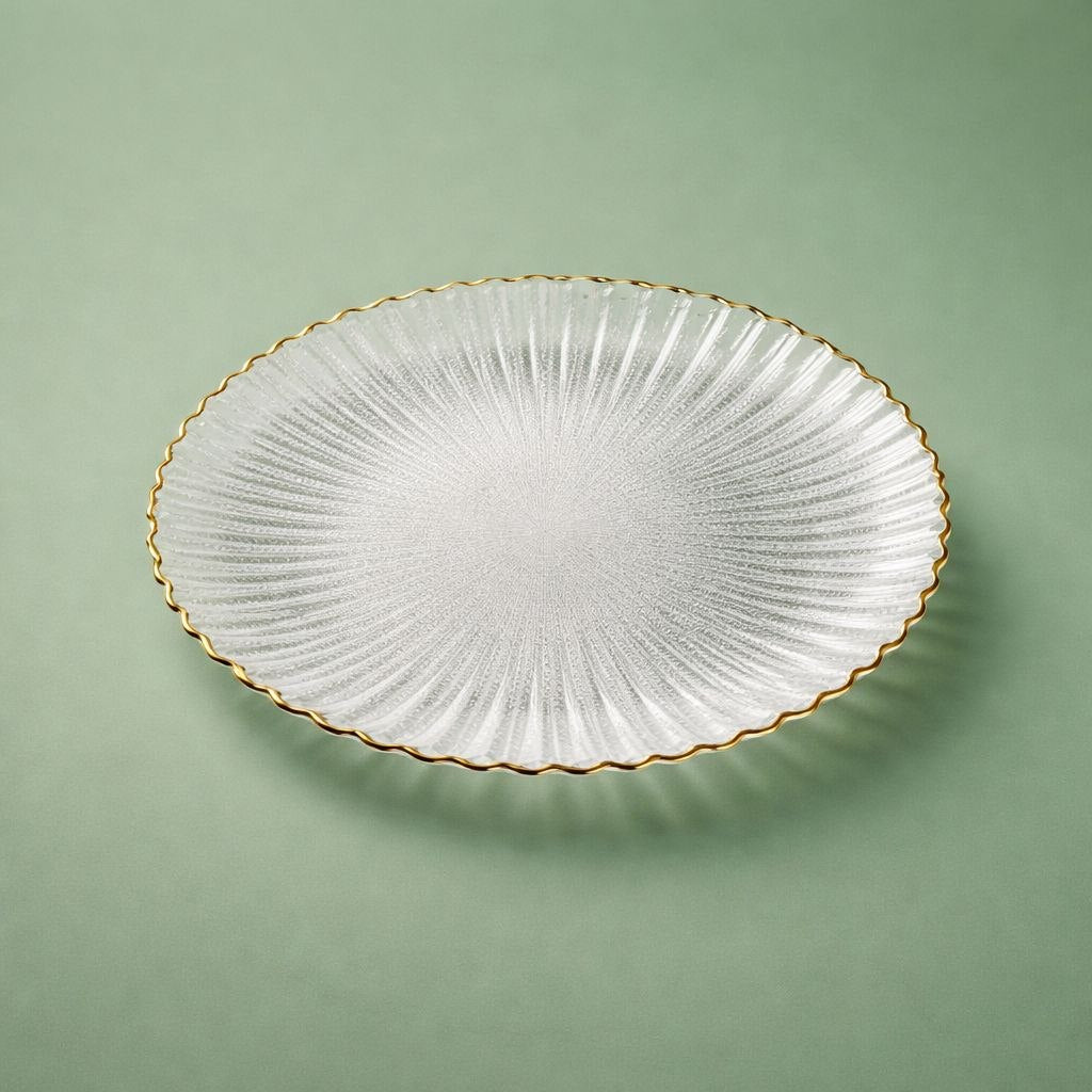 Wedding Door Gift | Crystal Glass Plate with Blue Floral Gift Box