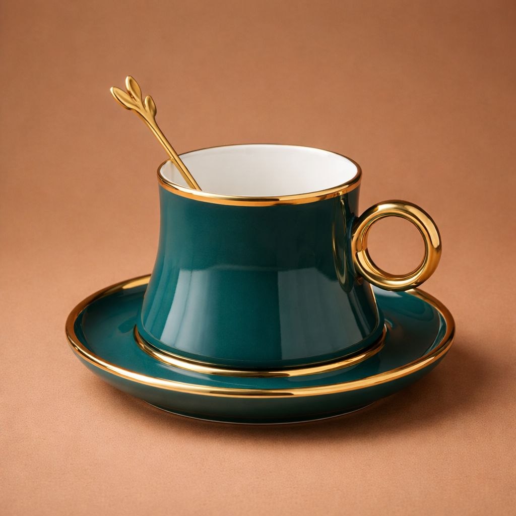 Wedding Door Gift | Gold-Rimmed Ceramic Cup & Saucer Gift Set