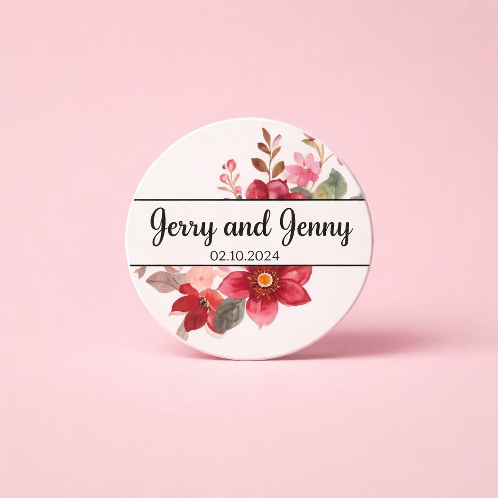 Customizable Floral Wedding Sticker | Romantic Botanical Design