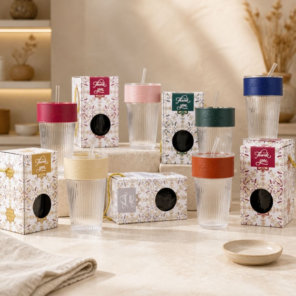 Wedding Door Gift | Premium Ribbed Glass Tumbler with Leather Sleeve & Gift Box