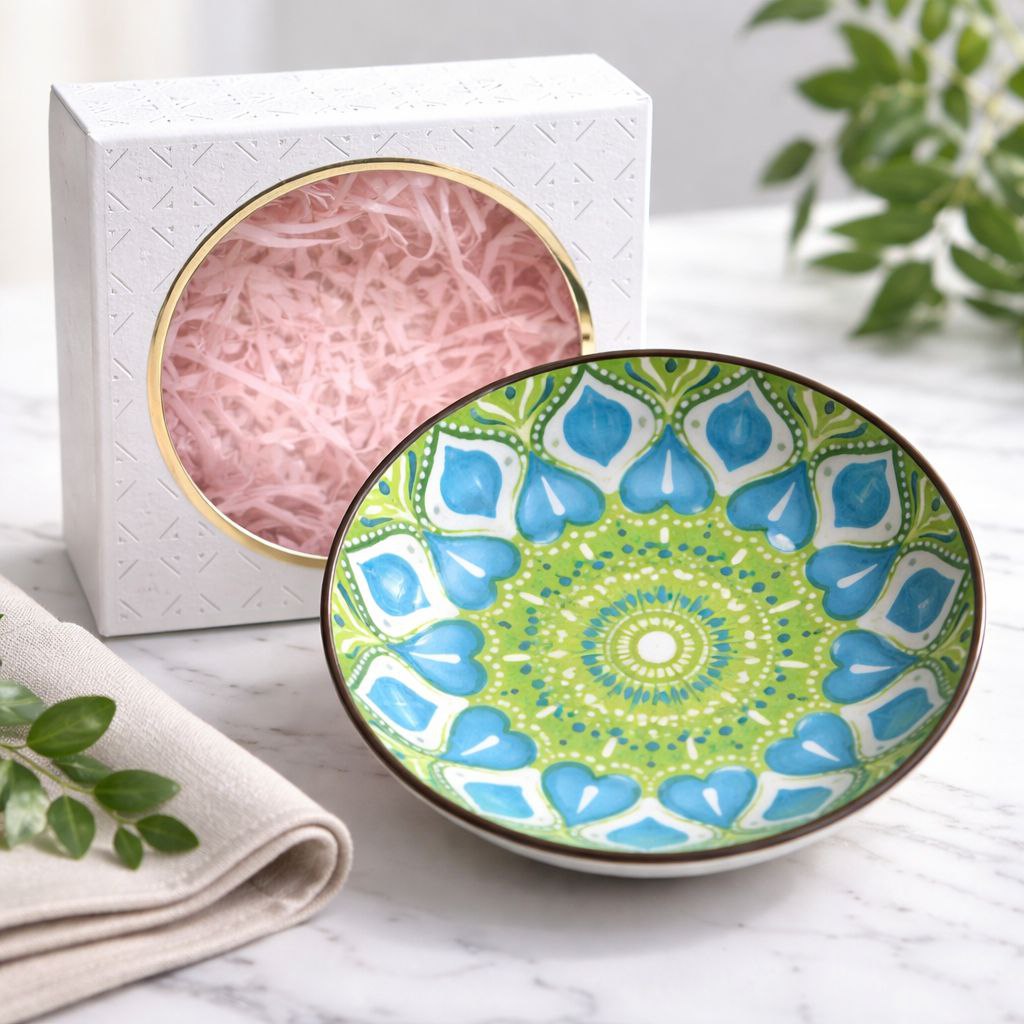 Wedding Door Gift | Patterned Ceramic Plate with Gift Box