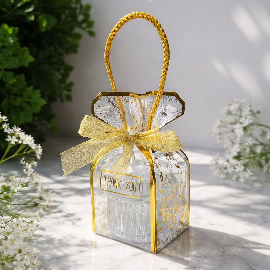Wedding Door Gift | Elegant Crystal Storage Jar with Gold-Trim Thank You Gift Box