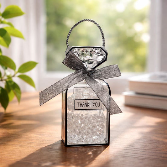 Wedding Door Gift | Elegant Crystal Storage Jar with Black-Trim Thank You Gift Box