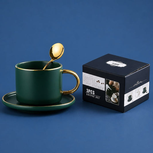 Wedding Door Gift | Premium Ceramic Coffee Cup Set with Gold Accents