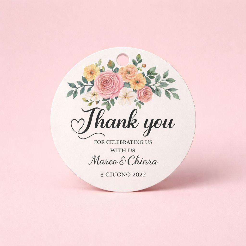 Customizable Thank You Gift Tag | Floral Design with Gold Accents