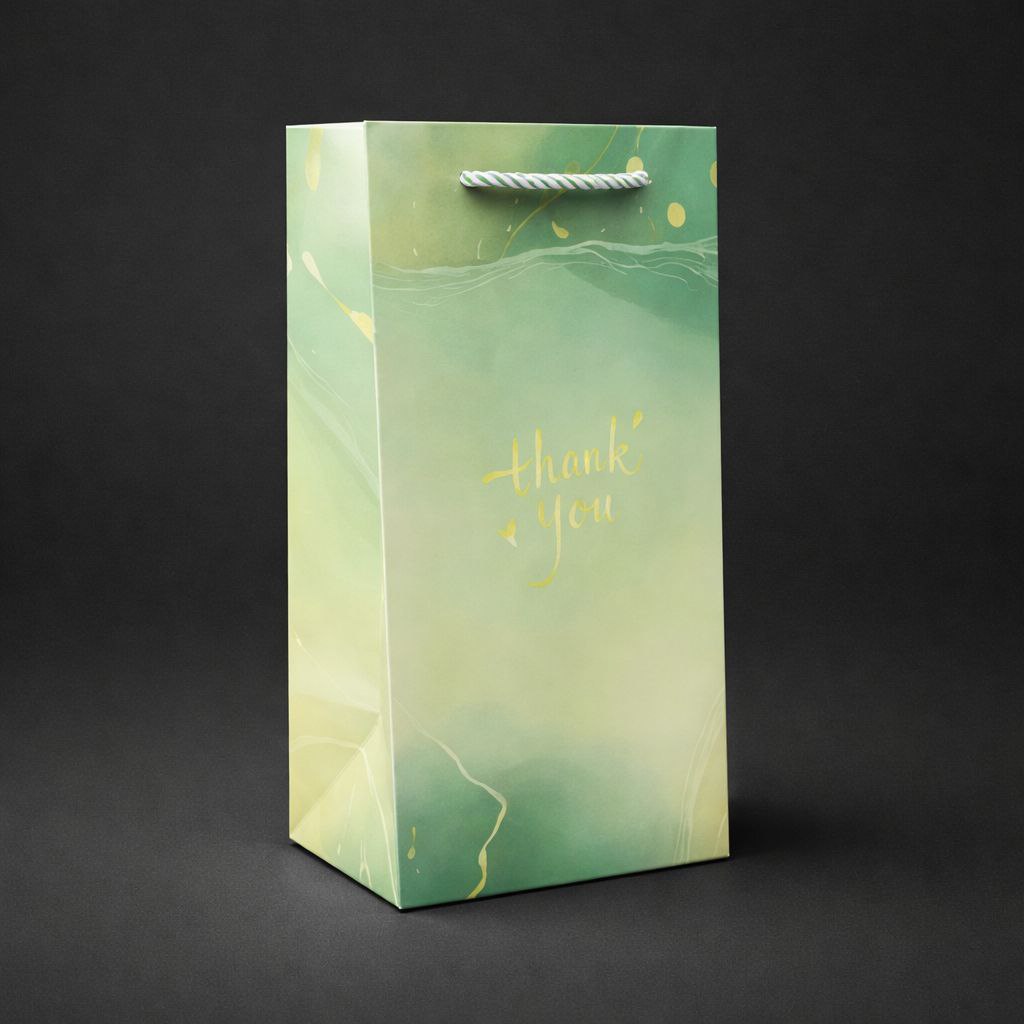 Gift Bag with Rope Handle | Thank You | Marble & Watercolor Collection