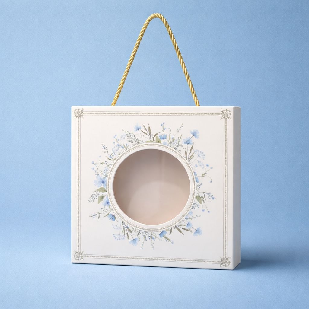 Wedding Door Gift | Crystal Glass Plate with Blue Floral Gift Box