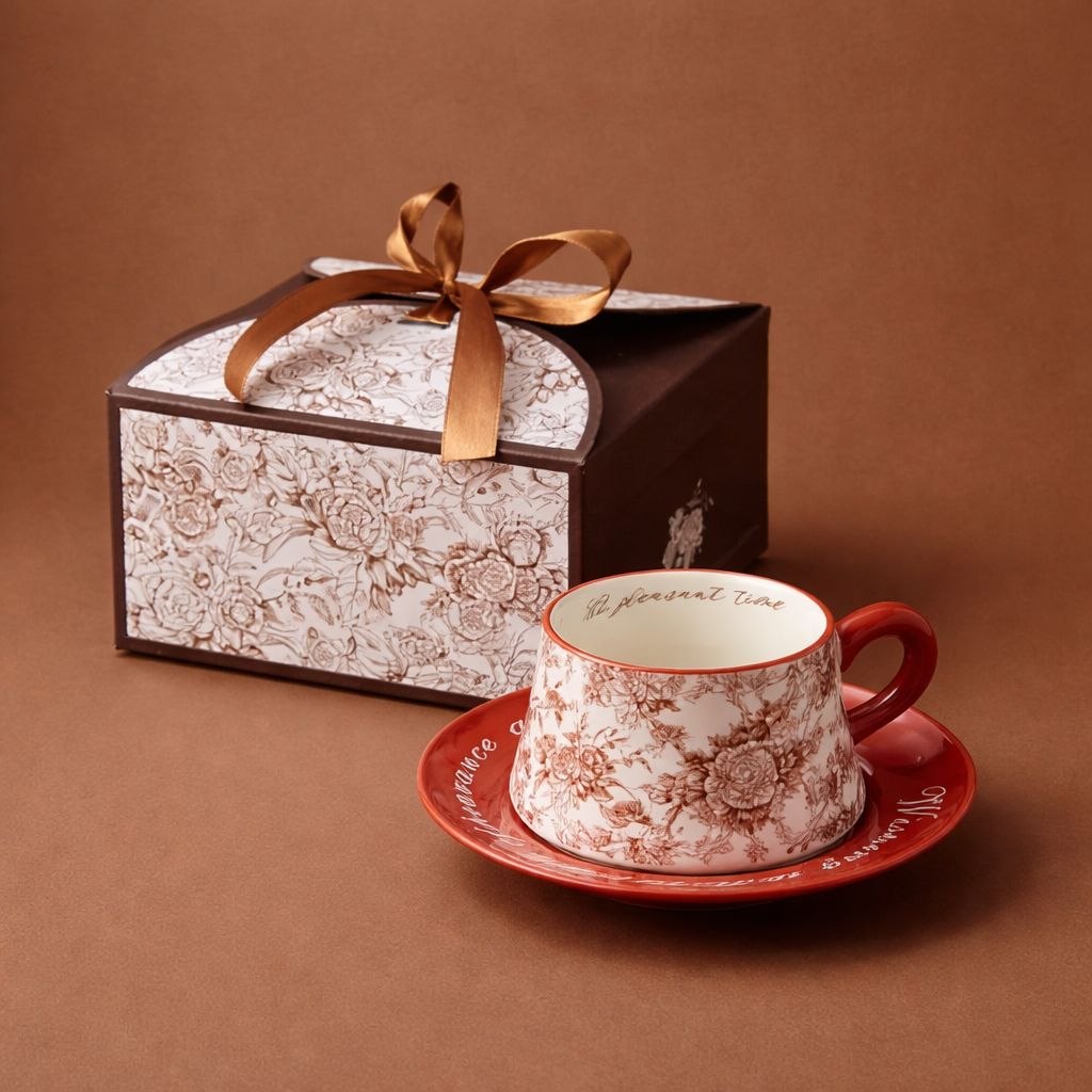 Wedding Door Gift | Premium Floral Ceramic Cup & Saucer Gift Set