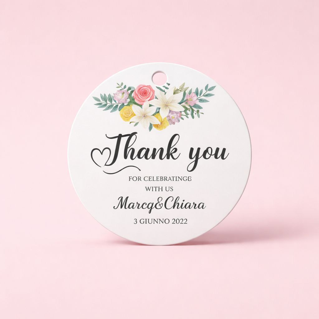 Customizable Thank You Gift Tag | Floral Design with Gold Accents