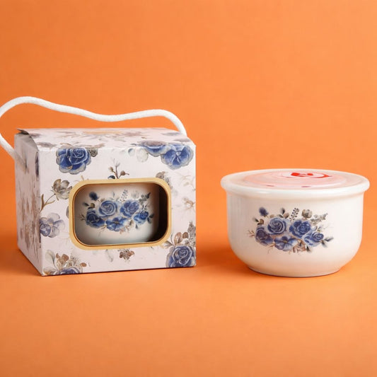 Wedding Door Gift | Floral Ceramic Container Bowl with Lid Gift Set