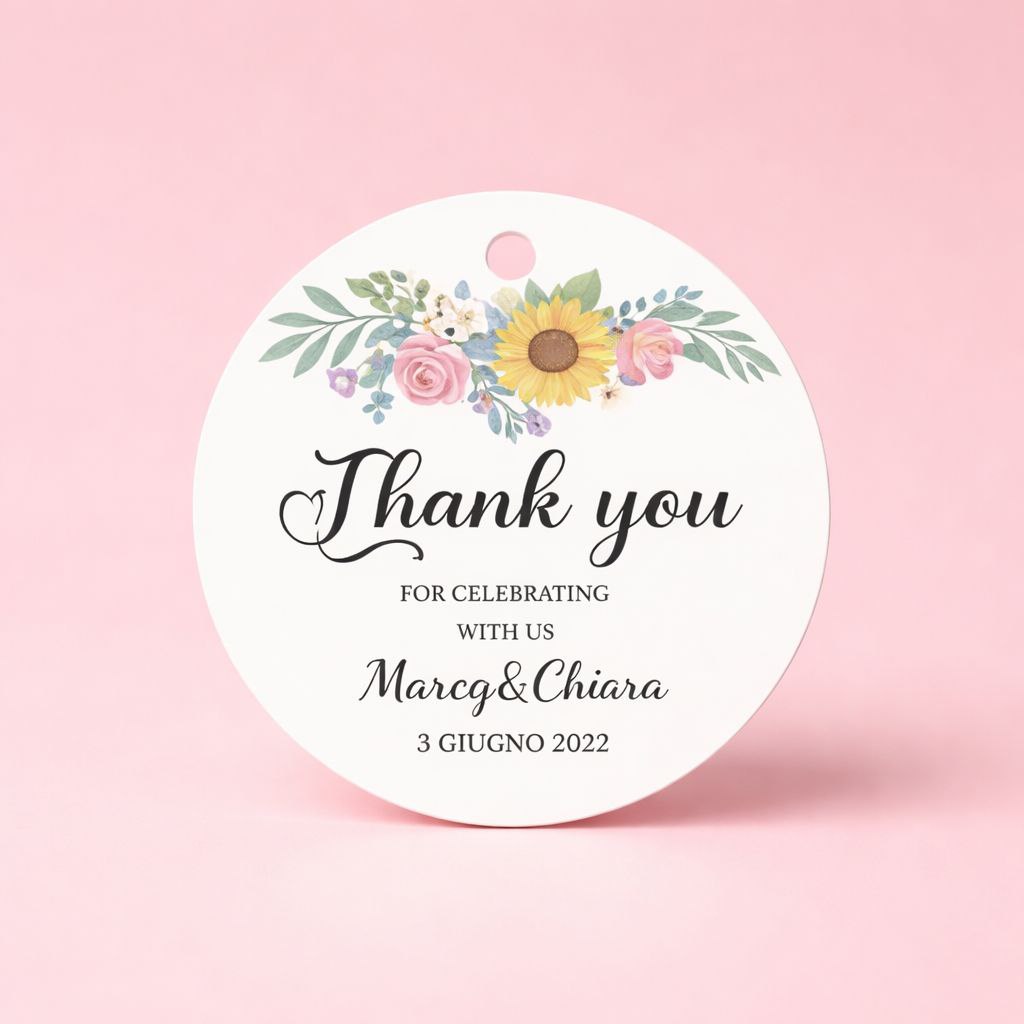 Customizable Thank You Gift Tag | Floral Design with Gold Accents