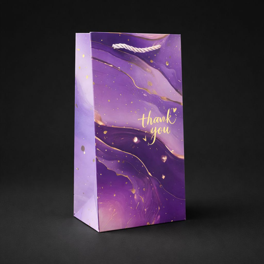Gift Bag with Rope Handle | Thank You | Marble & Watercolor Collection