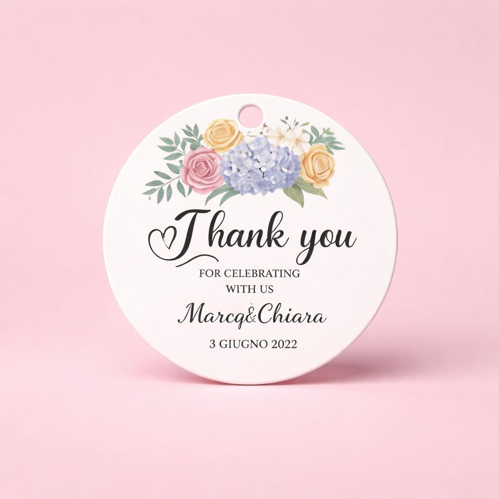 Customizable Thank You Gift Tag | Floral Design with Gold Accents