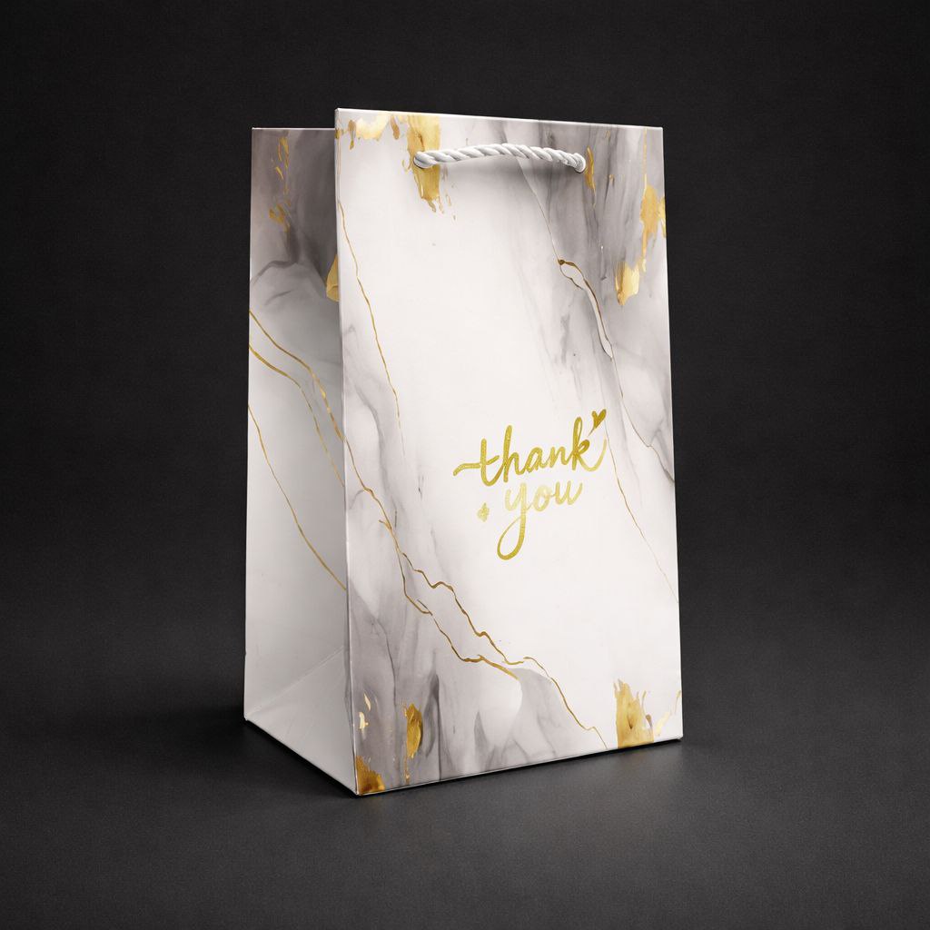 Gift Bag with Rope Handle | Thank You | Marble & Watercolor Collection
