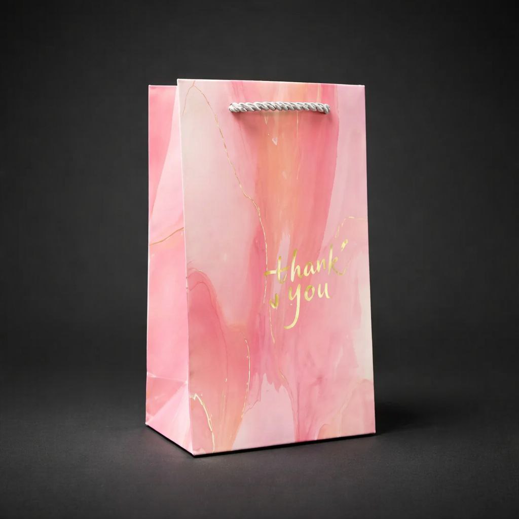 Gift Bag with Rope Handle | Thank You | Marble & Watercolor Collection