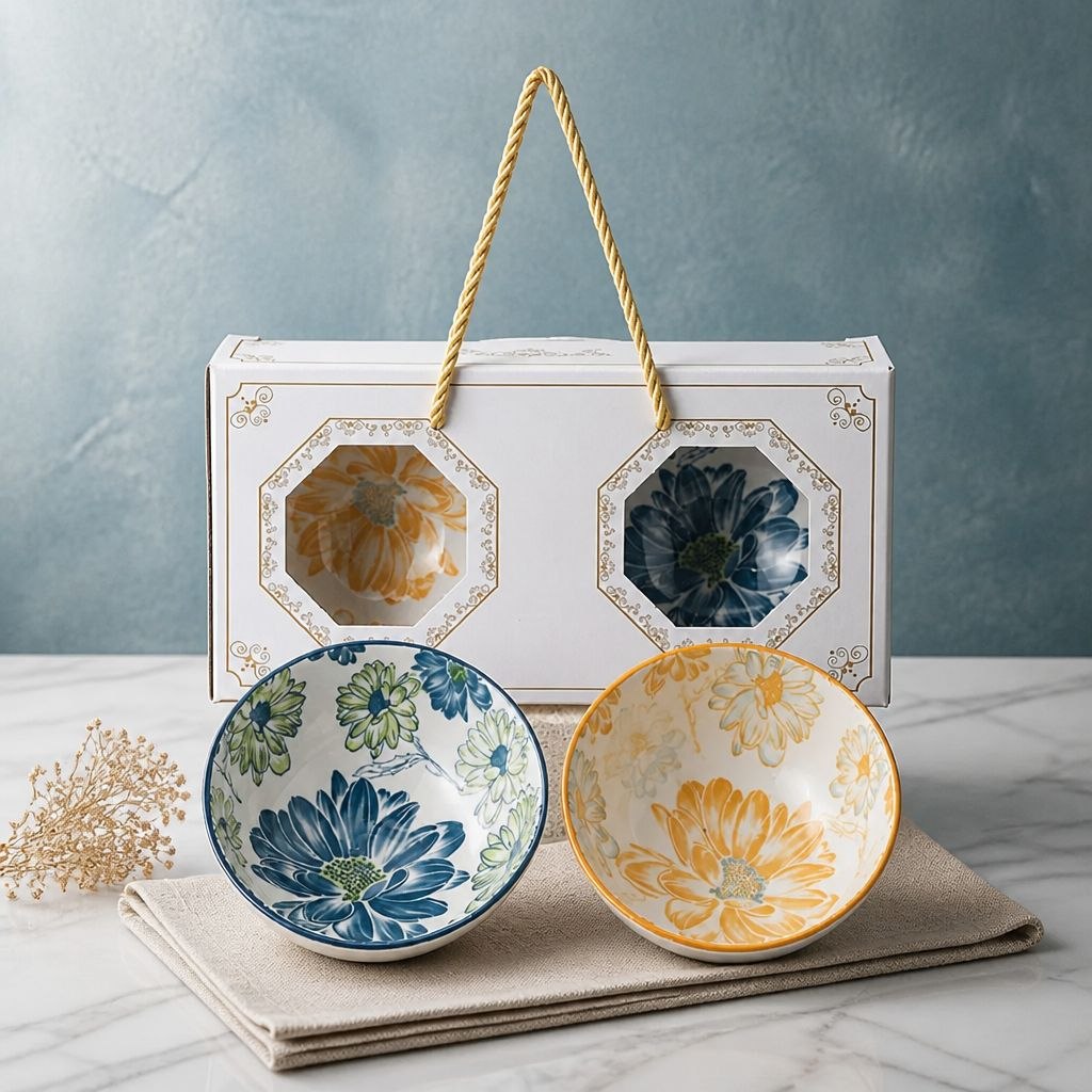 Wedding Door Gift | Premium Patterned Ceramic Bowl Gift Set (Set of 2)