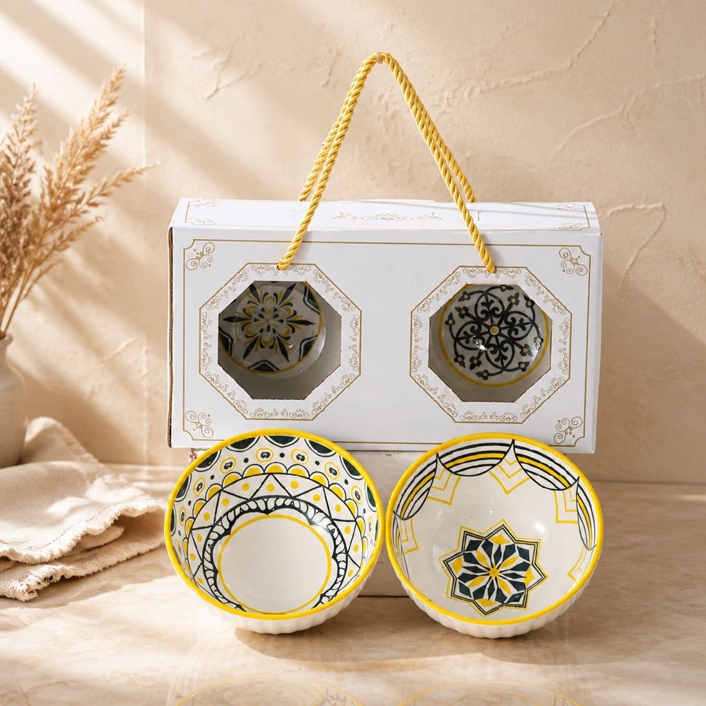 Wedding Door Gift | Premium Patterned Ceramic Bowl Gift Set (Set of 2)