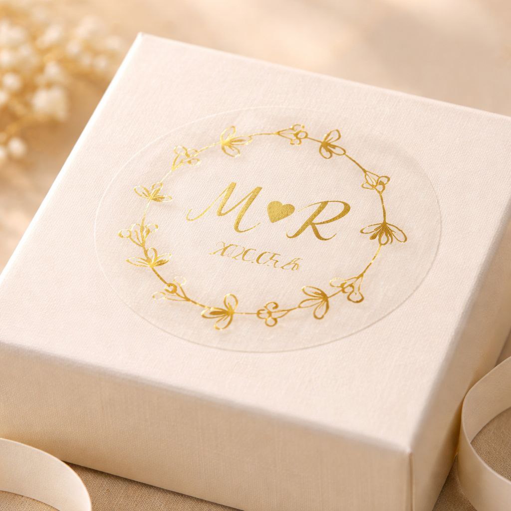 Customizable Sticker | Gold Foil Monogram | Elegant Botanical