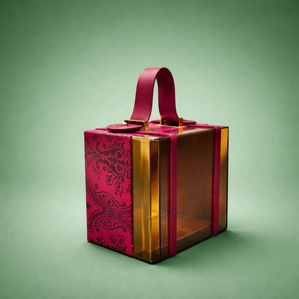 Rectangular Gift Box with Transparent Sides | Embossed Damask