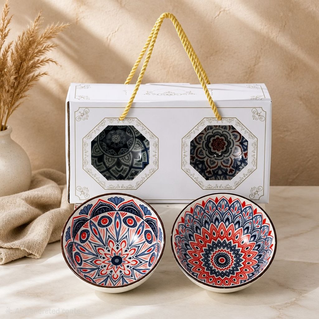 Wedding Door Gift | Premium Patterned Ceramic Bowl Gift Set (Set of 2)